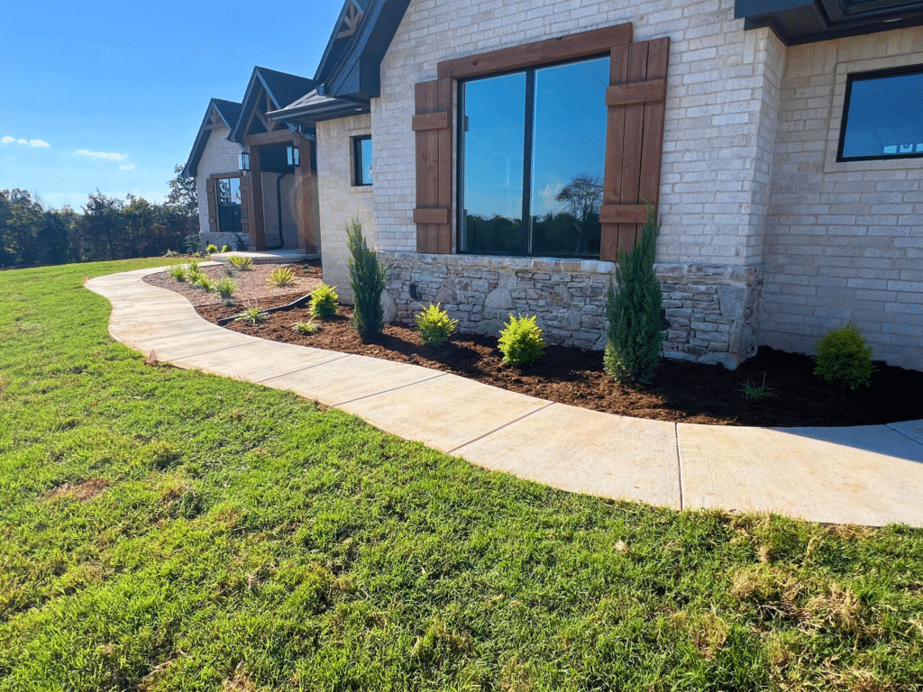 Residential Sidewalk Elion Landscaping Oklahoma Landscape