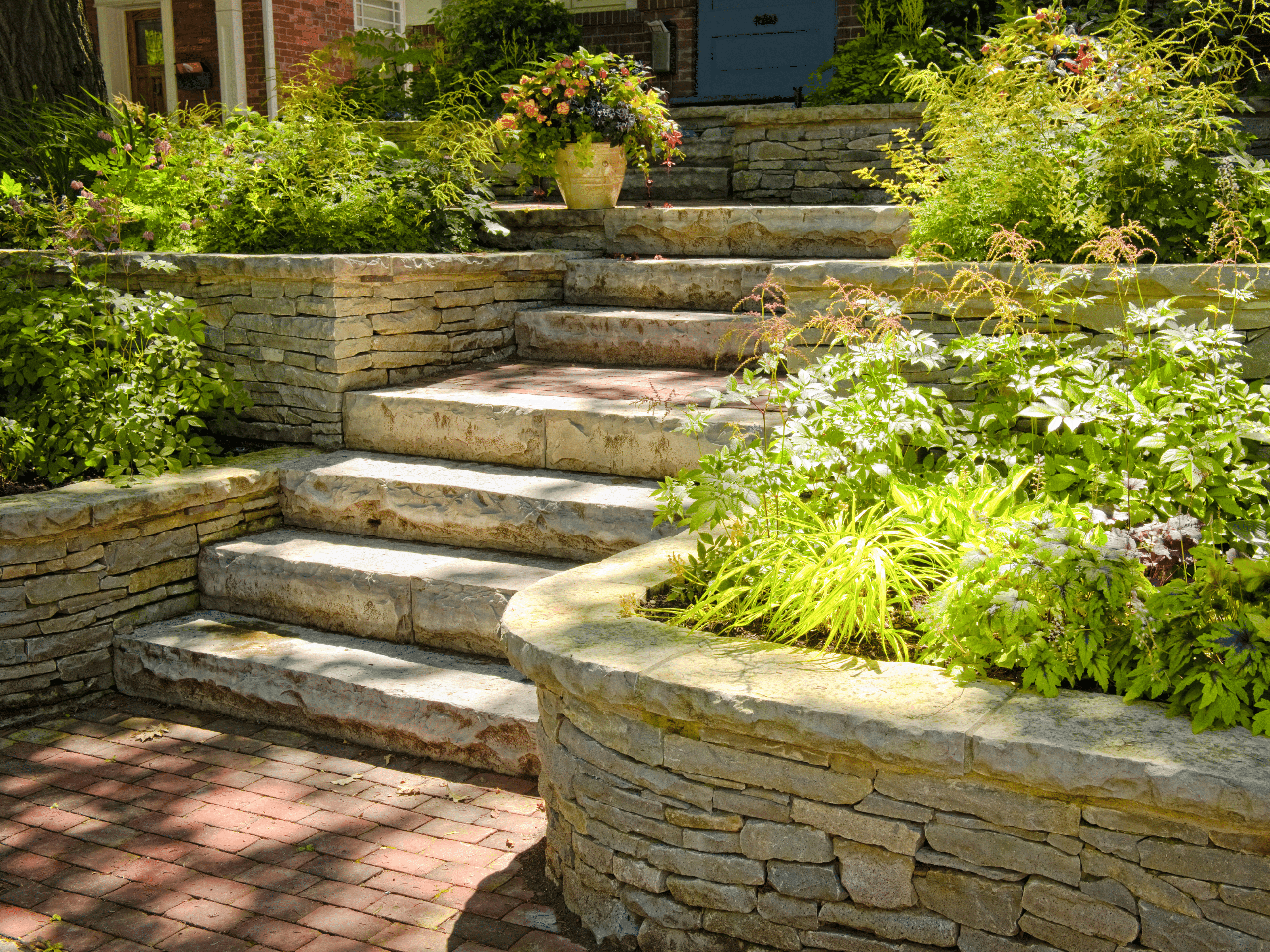 Retaining Wall Patio Stairs Project Elion Landscaping and Tree Service Oklahoma